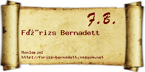 Fórizs Bernadett névjegykártya